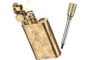 ‎VVAY VVAY Vintage Messing Benzinfeuerzeug, Retro Petroleumfeuerzeug mit Streichholz (Verkauft ohne Benzin)