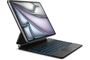 ‎DRACOOL Dracool Tastatur Hülle für iPad Air 13 Zoll (M2) 2024, iPad Pro 12,9 Zoll 6/5/4/3 Gen mit Trackpad Magnetische Freischwebende 7 Farbige Beleuchtete QWERTZ Magic Type Keyboard Case, Schwarz