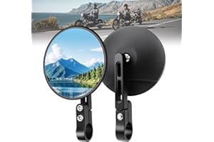 KAOLALI Specchietti Moto Omologati E24, 2 Pezzi Specchio Laterale Rotondo per Manubrio 22mm-25,4mm, Specchietto Moto Ruotabile a 360°, Tondi Specchi End Bar per Bici Scooter ATV