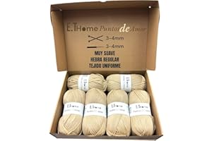 E.THOME Kit 6 ovillo lana premium 100g x 6 camel, para elitistas, lanas para crochet, dos agujas, dyd, lanas para tejer, mantas, jersey, amigurimis. Hebra regular sin nudos. Lanas camel
