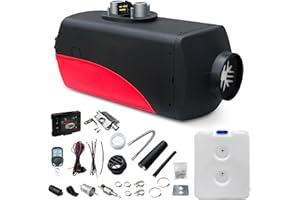 KIASTER 5KW / 8KW 12V Diesel Air Heater Parking Heater Diesel Night Heater w/LCD Switch & Remote Control & Silencer & 10L Fuel Tank for Car Trucks Boat Trailer Motorhomes (Red+Black, 8KW)