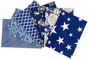 Jukway Tessuto di Cotone al Metro, 6 Pezzi 50 x 50 cm Stampati Tessuti e Stoffe a Metro 100% Cotone, per Cucito Creativo, Patchwork, Fai da Te, trapuntatura, Decorazione, Lavori manuali (Blu Navy)