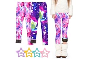 BondEron 2 Pack Winterleggins Mädchen Thermo Gefüttert | Dicke Fleece Leggings als gemütliche Loungewear | Ideal für Schule, zum Chillen & unter der Schneehose, Größe 115-152