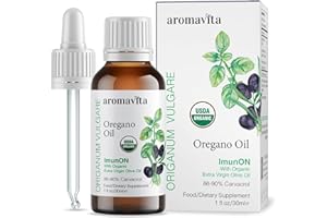 AROMAVITA ImunON Oregan-Öl - Ätherisches Bio-Oreganoöl mit 86-90% Carvacrol und nativem Olivenöl Extra - Unterstützung für Immun- und Verdauungssystem - Vegan, Pflanzlich, ohne Gentechnik, Glutenfrei – 30 ml