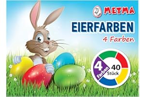 Metma B004 Egg Colours, Pack of 4, Green, Red, Yellow, Blue, Warm Colours, Dye Tablets, Easter Eggs, Easter