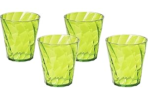 Omada Design 4 Verres Eau 35 cl, plastique de qualité optique et transparent, très résistantes et lavables au lave-vaisselle, Ligne Diamond, Vert