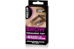 Syoss Brow Castano Scuro (10 ml), Tinta sopracciglia permanente, Tintura sopracciglia resistente ad acqua e sbavature, Colore intenso per sopracciglia per 10 applicazioni, Formula vegana