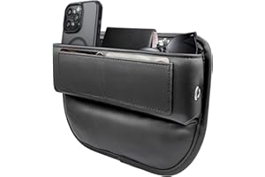 LSJX Auto Lückenfüller Organizer, Premium Leder Autositz Lückenfüller Organizer, Auto Organizer Autozubehör für Frauen Männer, Auto Essentials für Auto SUV LKW (Schwarz, 1 Pack)