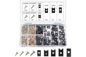 ISSIMOBER Kit Di Clip Per Dadi Per Viti Automobilistiche Da 170 Pezzi, Set Di Dadi E Viti Con Clip A U in Acciaio Inossidabile, Kit Di Clip Per Dadi A Vite, Dadi Con Clip in Metallo Tipo U Per Auto