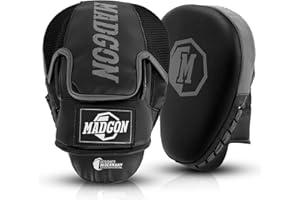 MADGON Manoplas de Boxeo y Artes Marciales con Acolchado de Ideal para Absorción Óptima de Impactos – Guantes de Boxeo para Artes Marciales, Kick Boxing, Boxeo en Casa - 1 Par - Bolsa Incluida