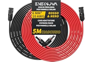 enernova Cavo solare 4 mm²/6 mm², prolunga cavo solare 1/2/3/5/8/10/12/15/18/20 m, Multi-Contact 4, IP67, impermeabile, cavo di prolunga (6 mm² 5 m)