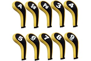 Andux Number Print Golf Iron Club Head Covers Zipper Long Neck 10pcs/set