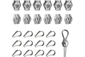 YEYIT 24 Pezzi Simplex M3 Morsetti per Filo Stendibiancheria M3 Morsetti per Fune Metallica Clip per Fune Metallica M3 Morsetto Serracavo in Acciaio Inox 304 Morsetto per Cavo in Acciaio