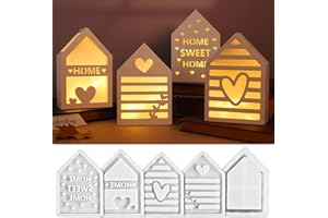 UNIANE Pack of 5 Silicone Moulds Casting Moulds Houses Silicone Mould House Silicone Mould Mini Houses Casting Mould House with Window Casting Moulds Silicone House Candle Mould Soap Mould Epoxy Resin
