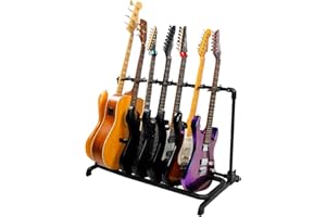 GUITTO Multi Guitar Rack Stand Foldable Universal Display Rack Portable Guitar Holder for Band Stage Bass Acoustic Guitar -7 Holder GGS-11