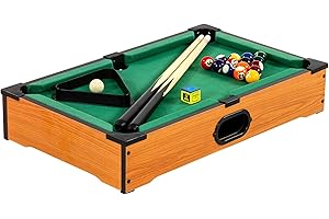 GAMES PLANET Mini Billard Nano avec Accessoires (2 queues, Boules, Triangle, Craie), 3 décors, Dimensions : 51 x 31 x 10 cm