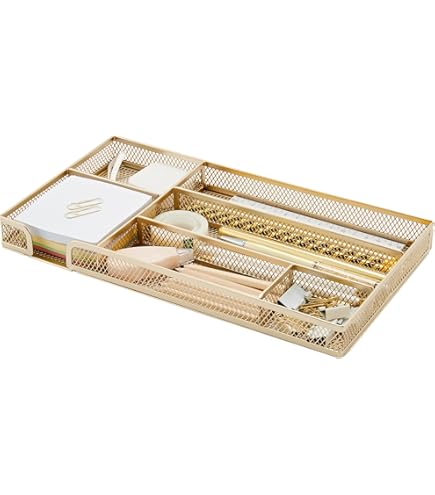 Organizer Cassetti Metallico Annova - Vassoio Divisorio Per Ufficio Con 6 Scomparti, Colore Argento