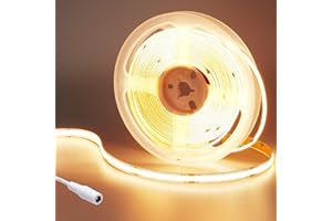 GOMING 24V COB Striscia LED Bianco Caldo 3000K 5M Alta Densità 480LED/M CRI 93+ Senza Punti Luce Alta Luminosità 4500lm Non Impermeabile IP20 Luci LED per Soggiorno Natale Bar(Senza Alimentazione)