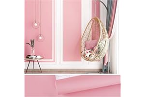 VEELIKE Papel Pintado Autoadhesivo Rosa Papel Adhesivo Mate Papel De Pared Rosa Grueso Papel Pared Niña Habitacion Elegante Impermeable Agradable Para La Piel Dormitorio Salon Muebles 40cm x 300cm