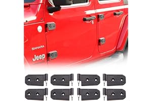 RERPRO JL Aluminium-Türscharnier-Set, kompatibel mit Jeep Wrangler JL JLU & Gladiator JT Unlimited Rubicon Sahara Sportzubehör, Original Werksscharniere, Hülsenersatz, 8 Stück, Schwarz