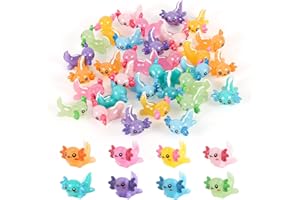XIHIRCD 32pcs Mini Axolotl Figures, Little Resin Axolotl Miniature Axolotl Charms Tiny Small Animal Figurines Ornament Toy for DIY Craft Garden Landscape Dollhouse Potted Plants Decorations (8 Colors)