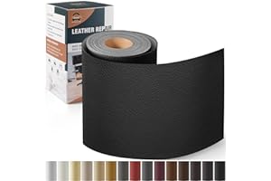 OAZ Patch Autoadesivo di Riparazione in Pelle, 10 x 160 cm - Kit per Seggiolino Auto, Divano, Sedile Della Barca, Sedia - Nero