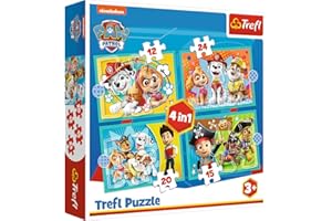 Trefl, Puzzle, Feliz Equipo de la Patrulla Canina, La Patrulla Canina, de 12 a 24 Piezas, 4 Conjuntos, para niños a Partir de 3 años