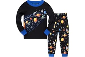 SMAZERO Boys Pyjamas Sets Solar System Space Pyjamas Cotton Long Sleeve Christmas Pjs 2 Piece Outfit Pajamas for Kids Clothes 2-11 Years