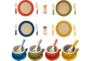 PYRRHONIAN Pyrrrhonian Cocina Juguete Madera, Juego de 26 Platos de Cocina de Madera, Accesorios Cocina Juguetes, Juguetes de rol para Niños, Juego de Simulación de Cocina para Niños a Partir de 3 Años