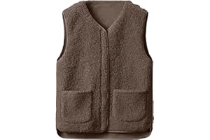 Yutdeng Gilet Donna Invernale Senza Maniche in Pile Caldo con Zip Smanicato Elegante Donna Giubbotto Teddy con Scollo a V Leggero Panciotto con Tasche