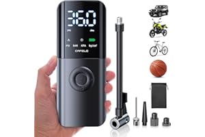 ‎CAFELE CAFELE 0-150PSI Mini Elektrische Luftpumpe Akku[Ultra Leichtgewicht],Kabelloser Tragbarer Akku Luftkompressor mit Großbildschirm&Notlicht,Akku Fahrradpumpe Elektrisch für Auto,Motorrad,Fahrrad,Bälle