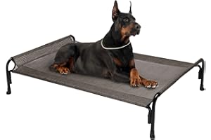 Veehoo Podwyższone legowisko dla psa, na zewnątrz, podniesione łóżeczko dla dużych psów, chłodzące, kempingowe, podwyższone, ze spadkowym zagłówkiem, do wewnątrz i na zewnątrz, zmywalne, oddychające,