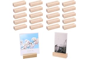 mengger Wooden Place Card Holders, 20 Pcs Table Number Holders 7x2.3x1.7cm,Holder Memo Stand Wood,Photo Picture Card Holders,Menu Holders Wooden,Suitable for Restaurants, Parties and Weddings