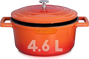 INTIGNIS Premium 24cm/ 4.6L Non Stick Casserole Dish with Lid - Versatile Oven to Hob Heavy Duty - Induction Ready, German Greblon Coating for Chemical Free Cooking