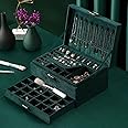 URbazaar Jewellery Box Large,Travel 3-Layer Jewellery Box Organiser with Lid for Rings Earrings Necklace Bracelets with Lock Jewelry Holder,Jewelry Storage Case for Girls Women