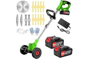 BFCJSZWACKER DéBroussailleuse à Batterie Electrique 21V Coupe Bordure sans Fil avec Batterie&Trois Types De Lames& Faible Bruit La Longueur Peut être ajustée pour Jardin, Pelouse, Ferme