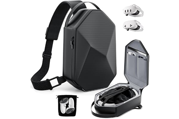 Étui de Transport pour Meta Quest 3S/3/2/Vision Pro/Pico 4, Étui de Voyage Rigide Compatible avec Kiwi Design/Bobovr Elite Sangle de Batterie et Accessoires de ContrôLeurs, Sac à Dos à BandoulièRe