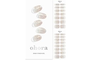 ohora Semi Cured Gel Nail Strips (N Sparkle Glam) - Salon-Quality, Long Lasting, Easy to Apply & Remove - Includes 2 Prep Pads, Nail File & Wooden Stick