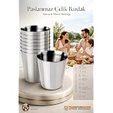 Transformacion 9'lu Paslanmaz &Ccedil;elik Bardak Seti 210 ml, Kırılmaz Hafif Kamp &amp; Piknik Bardağı, Outdoor &Ccedil;elik Kupa 721530