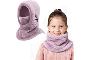 AYPOW Pasamontañas Térmico de Invierno Niños 3-9,Multifuncional Prueba de Viento Ajustable Máscara De Esquí Ciclismo,Sombreros Gorro Forro Polar Cálido,Calentador de Cuello Mascarilla para Niños Niñas