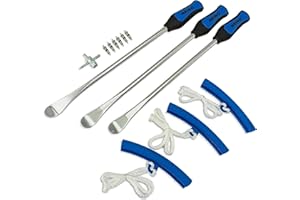 NEIKO 20601A 14.5” Steel Tire Spoons Tool Set, Tire Tools Include 3 Piece Tire Spoons, 3 Piece Rim Protector, Valve Tool, 6 Piece Valve Cores, Motorcycle Tire Changer, Dirt Bike Tire Levers