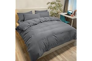 Poligino Fundas Nórdicas Cama 90 Microfibra Juego de Funda de Edredón 155x200 cm, 1 Fundas de Almohada 50 x 80 cm Gris Oscuro