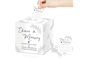 Pajean 50 Pcs Greenery Share a Memory Cards for Collections of Life, Memory Cards Box Guest Card Ideas for Funeral Graduation