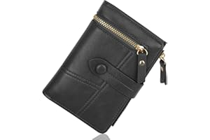 Texliney Geldbörse Damen 14×10cm, Geldbeutel Viele Fächer, Portemonnaie Damen PU Leder mit Münzfach, Schwarz