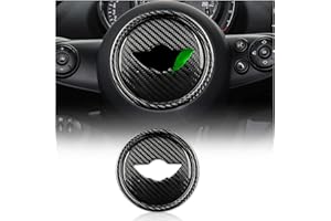 KUNGKIC Fibra de carbono para volante de coche, cubierta de marca central, pegatinas decorativas para Mini Cooper Clubman F54 F55 F56 F57 F60 Countryman Accesorios Negro