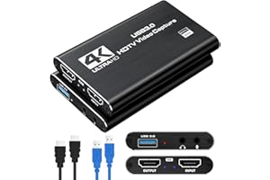 Amtake 4K Video Capture Card, USB 3.0 Capture Card unterstützt 4K HDMI Loop Ausgang und 1080P 60FPS Streaming Video Aufnahme Kompatibel mit Xbox/PS4/Switch/Kamera/PC/OBS
