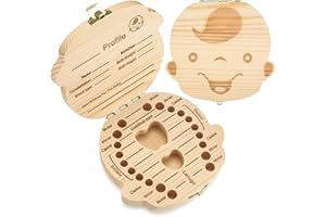 wugongshan Zahnbox Holz, Milchzahndose Holz für Jungen, Milchzahnbox, Milchzähne Box, Zahnschachtel, Aufbewahrungsbox, Zahndose zur Aufbewahrung für Baby-Zähne, Souvenir Box (Junge)