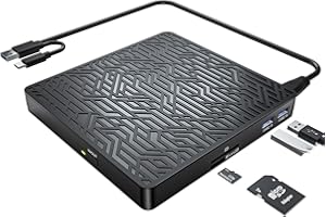 ‎LPUNCD LPUNCD Externes DVD Laufwerk USB 3.0 & Type-C, 5 in 1 Externer CD DVD Brenner mit 2 USB, 1 Micro USB, 1 SD/TF Ports, für Alle Laptop/Desktop/MacBook, Kompatibel mit Win11/10/8/7/XP/Vista/Linux/MacOS