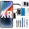 Risidamoy for iPhone XR Screen Replacement 6.1" with Ear Speaker Proximity Sensor Kit LCD Display 3D Touch Digitizer Assembly Fix Tool Magnetic Screw Mat Front Earpiece Repair A1984 A2105 A2106 A2108