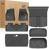 3W 9PCS Floor Mats and Trunk Kit for Tesla Model Y 2020-2024 | Not compatible with Juniper, 1st & 2nd rows with trunk, TPE, A